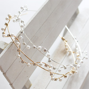 물결큐빅머리띠